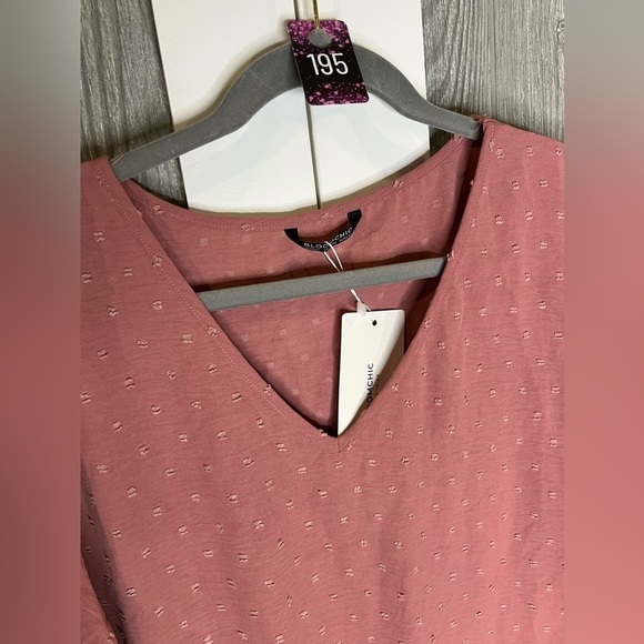 195. NWT Bloomchic French Dot Flutter Sleeve Blush 3X/22-24 - Picture 5 of 6